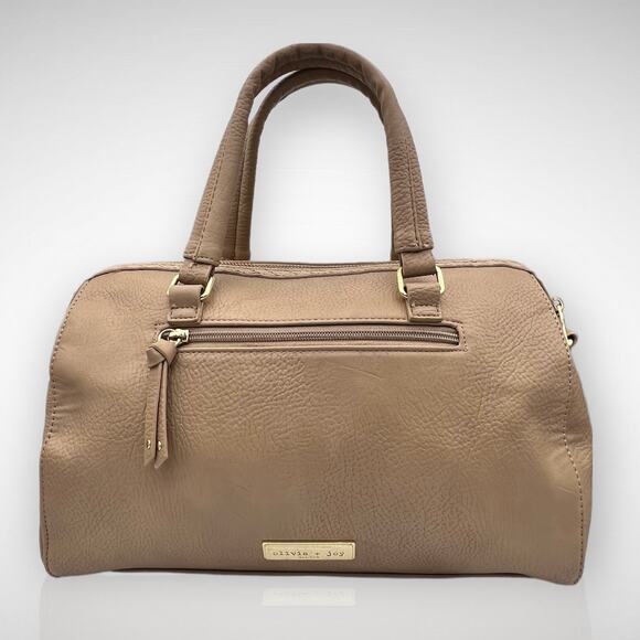 Olivia + Joy Animal Print Satchel Handbag Beige Gold Faux Leather Large Capacity - Picture 2 of 12